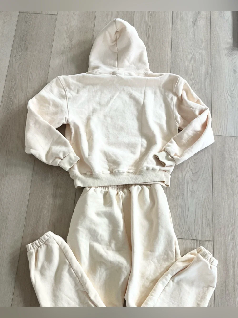Another Version Matching Tracksuit Lounge Set Cream Beige Hoodie Sweatpants SZ S